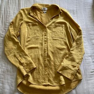 Express mustard Yellow Casual Button Down Shirt